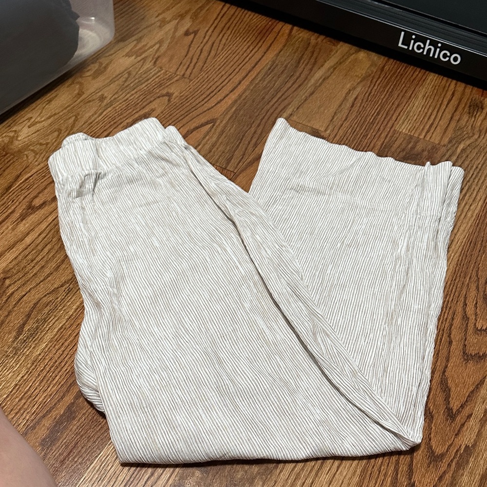 H&M Cream Striped Swim Coverup Pants